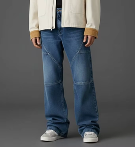 Jean ample de charpentier pour homme 2026, style vintage délavé, coupe large, mode Y2K, pantalon en denim streetwear, coupe décontractée, vente en gros - Product Image 3