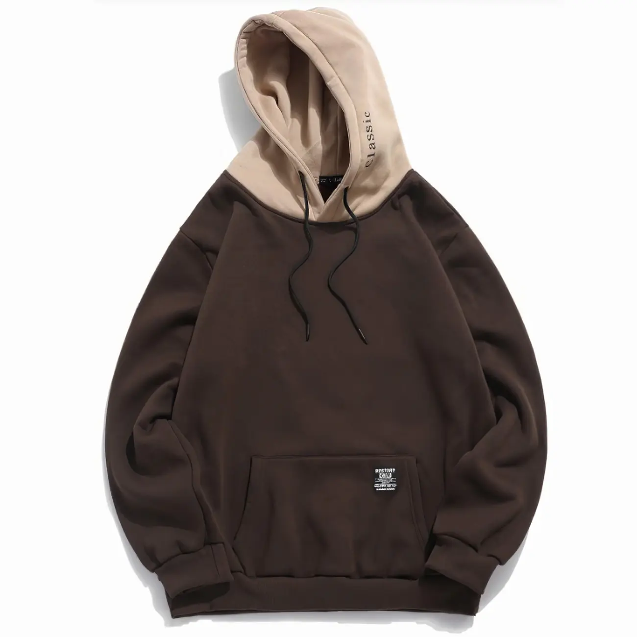 Wholesale fleece hoodies unisex custom thick blank patchwork hoodies men 100% cotton embroidered winter hoddies for men
