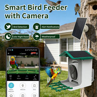 Mangeoire à oiseaux intelligente automatique solaire WiFi avec reconnaissance d'oiseaux par IA, 3MP HD, étanche, en plastique, pour observation des oiseaux en extérieur, luxueuse