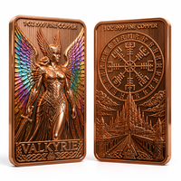 Pièce de collection de luxe en cuivre fin .999 de 1 oz, carte commémorative Valfiört, pièce de défi viking nordique personnalisée en relief 3D