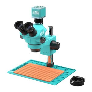 <span class=keywords><strong>Microscope</strong></span> trinoculaire RF4 7-50X RF-7050-PO4-4KC1PRO avec caméra HD 4K, éclairage LED 144, oculaire 10X/22mm, support d'affichage externe <span class=keywords><strong>PBC</strong></span> - Product Image 1