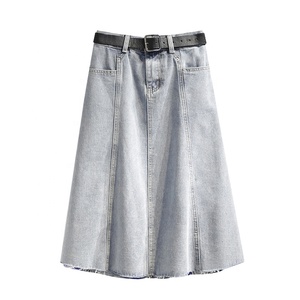<span class=keywords><strong>Faldas</strong></span> largas de mezclilla para mujer, <span class=keywords><strong>faldas</strong></span> largas de mezclilla de talla grande, de cintura alta, elásticas, venta al por mayor de fábrica - Product Image 5