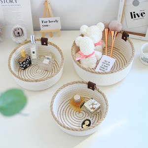 Panier de rangement en corde de coton tressée de haute qualité pour salle de bain, panier à linge en tissu pour vêtements, boîte de rangement moderne pour bureau - Product Image 3