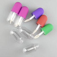 5ml mignon vide capsule en forme de rose brillant à lèvres Tubes conteneur avec belle brosse de coeur tube d'huile à lèvres emballage cosmétique