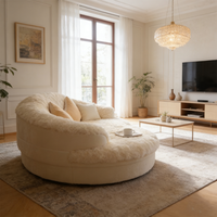 Luxuriöses Modernes Rundes Schlafsofa Wohnzimmermöbel Weißer Flauschiger Übergroßer Kuschelsessel Komfortable Lounge-Couch
