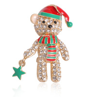 YINI nouveau noël plein diamant ours bijoux broche Clip belle broche en cristal pour manteau en gros accessoire de mode