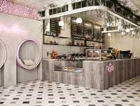 Kiosque Moderne Personnalisé pour Bar à Café, Salon de Crème Glacée et Yogourt Glacé, Écologique, Durable, avec Table et Chaises en Peinture Cuite, Prix Usine, Présentoir