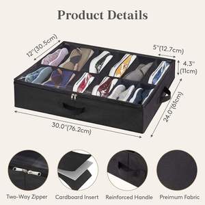 Foldable Fabric <b>Under</b> <b>Bed</b> Shoe Storage Bag, Dustproof Shoe Organizer Container for Bedroom Closet - Product Image 5