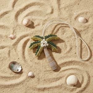 Fashion Coconut Tree Pendant PU Leather Keychain Handbag Decoration Charms Portable Car Mirror Keyring Middle Eastern <b>Gift</b> - Product Image 2