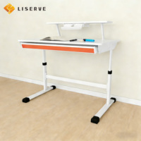 Table d'étude rectangulaire à hauteur réglable Liserve - Design moderne, construction durable en métal + bois + plastique pour salon et maison