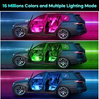 Éclairage LED intérieur de voiture avec télécommande et application sans fil, kits d'éclairage d'ambiance, bandes LED en fibre optique, 16 millions de couleurs, musique/DIY