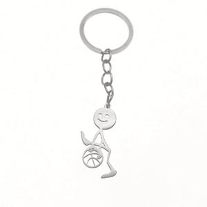Llavero Personalizable de Acero Inoxidable con Diseño de Pareja de Hombres de Chispas, Estilo Divertido, para Entusiastas del Baloncesto - Product Image 5