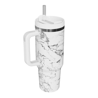 DD1775 Griotte Boba H2.0 Gobelet de voyage isotherme sous vide 40 oz avec poignée, couvercle et paille, motif marbre pour voiture