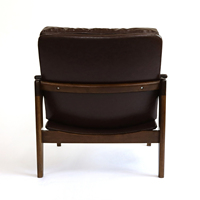 Fauteuil de salon en cuir PU avec structure en bois massif, style nordique, éco-responsable, confortable