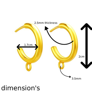 Boucles d'oreilles créoles plaquées or, simples et ajustables, pour personnalisation – Idéales pour la création de bijoux DIY et le port quotidien pour femmes et jeunes filles - Product Image 2
