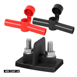 Bloque de terminales de batería de 48V con pernos de 3/8-16 y aislantes rojos y negros para vehículos recreativos, yates, automóviles y barcos - Product Image 3