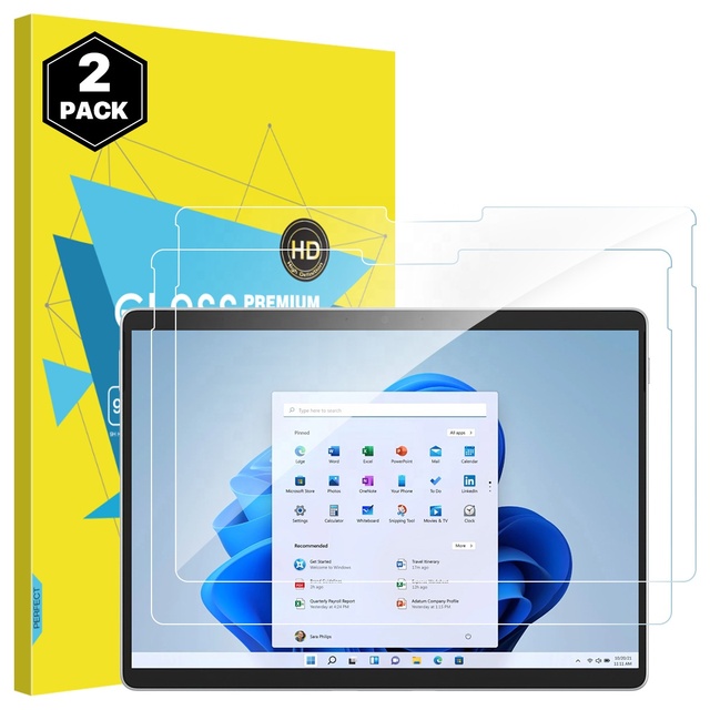 MoKo 2 Pack Anti Scratch 9H Medium Aluminum Tempered Glass Screen Protector for Microsoft Surface Pro 11 10 9 8 X