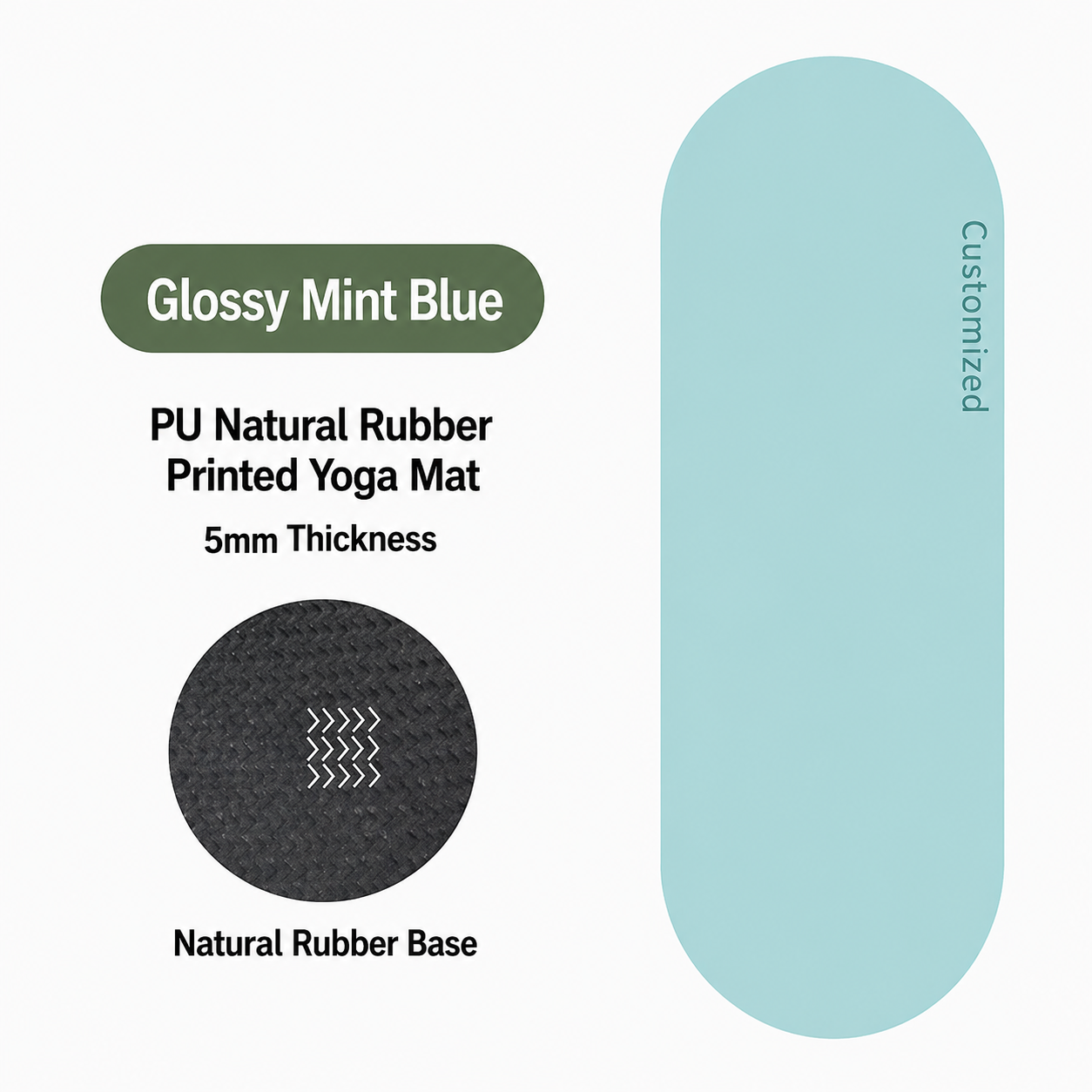 Bleu menthe - PU lisse - Double face antidérapant