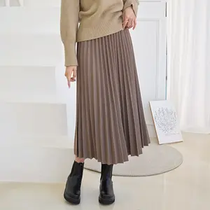 2022 новая стильная элегантная однотонная дышащая модная формальная шифоновая юбка средней длины молокости, Женская плиссированная юбка