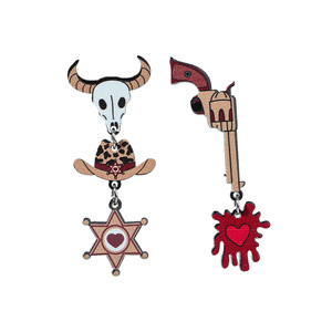 Pendientes creativos de mezclilla dulce fresco acrílico impreso vaquero escopeta mano guitarra pendiente para mujer regalo de amante de la música - Product Image 1