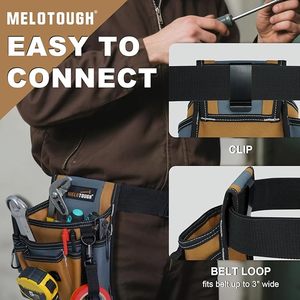 Pochette à outils pour électricien avec clip de ceinture, pochette à outils Utility13 pochettes pour entrepreneurs et toitures, ensemble d'organisation de charpentier réglable - Product Image 5