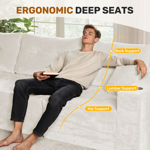 Sofá Modular Convertible Extensible de Terciopelo Moderno en Forma de L, Sin Necesidad de Montaje, Espuma de Alta Resiliencia, Diseño con Puntos de Sujeción, Bolsillos Laterales - Product Image 3