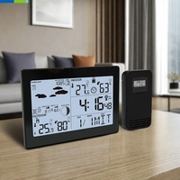 Horloge météo intelligente en ABS avec signal DCF baromètre de température et d'humidité, vertical/mural, pour l'extérieur et le bureau.