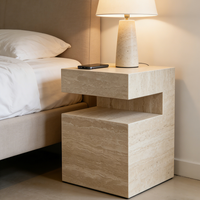 Table basse décorative en travertin naturel, design moderne français, écologique, table d'appoint de luxe, table de chevet pour canapé