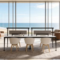 Vente directe d'usine, table d'étude extensible moderne pour plusieurs personnes avec éclairage LED, design ergonomique en bois et aluminium pour usage scolaire