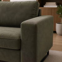 Modernes Quadratisches Olivgrünes Sofa Wohnzimmermöbel Weich Gepolstertes 2-Sitzer-Sofa Breite Armlehnen Minimalistisch Schule Villa