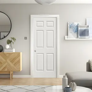 30*80 6 Panel Interior Doors Mdf Wood Molded Indoor Door White Primed Internal Slab Doors