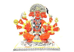 Estatua Religiosa Hecha a Mano de Panchmukhi Hanuman de Cinco Caras, Plateada y Bañada en Oro de 24k, para Puja, Decoración del Templo del Hogar, Regalo de Boda - Product Image 6