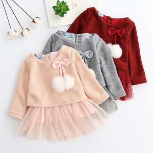 Top 10 des produits les plus vendus en Chine : Ensemble de vêtements pour bébés filles, sweat-shirt en polaire adorable, t-shirt et robe en coton pour l'école - Product Image 1