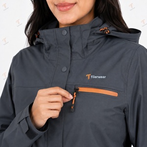 Chaqueta Impermeable y Cortavientos para Mujer, de Secado Rápido, Acolchada, con Capucha, para Invierno, con Cierre, Manga Larga, 100% Poliéster - Product Image 5