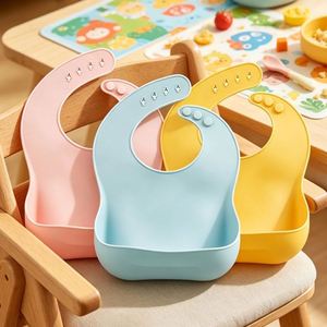 Babero de Silicona para Bebés, Libre de BPA, Impermeable, Duradero, Fácil de Limpiar, con Logotipo Personalizado, para Niños - Product Image 1