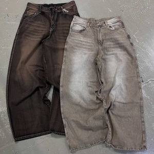 <span class=keywords><strong>Jeans</strong></span> di Alta Qualità in Denim Pesante <span class=keywords><strong>Oversize</strong></span> con Gamba Larga, Stile Streetwear, Design Personalizzato con Logo Stampato per <span class=keywords><strong>Uomo</strong></span> - Product Image 3