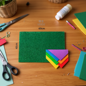 Foglio di Schiuma EVA Ilan 60x40cm Verde Glitterato Materiale per Artigianato - Product Image 3