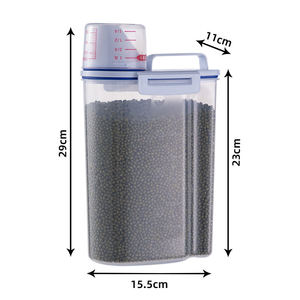 2KG Getreide-Aufbewahrungsdose Versiegelt 2-Fach Aufbewahrungsbehälter Küche Transparent mit Skala Organizer - Product Image 2
