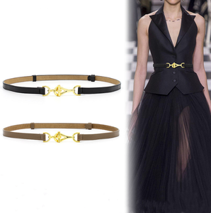 Ceinturée en cuir véritable pour femme, longueur ajustable, crochet métallique, <span class=keywords><strong>ceinture</strong></span> slim, pour <span class=keywords><strong>costume</strong></span>, nouveauté tendance - Product Image 1