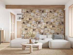 แผ่นไม้กึ่งมีค่าสำหรับตกแต่งแผงผนังวิลล่าหินฟอสซิลปะการังสีน้ำตาลหรูหรา - Product Image 5