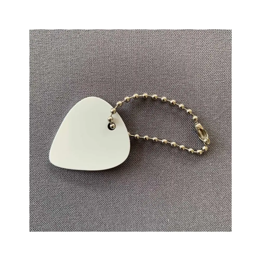 Hot Sale White Blank Dye Sublimation Aluminum Guitar Pick Two Sided Personalized Metal Guitar Picks with Ball Chain