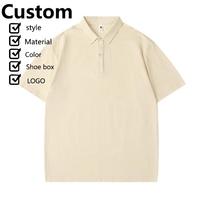 Polos de manga corta con logotipo personalizado al por mayor, 250g/m², 100% algodón, polos con hombros caídos, polos impresos en 3D personalizados