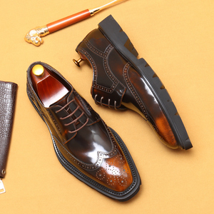 Chaussures habillées pour hommes de style britannique, fabriquées à la main avec une semelle en cuir épaisse, finition brillante, style élégant et classique pour gentleman - Product Image 5