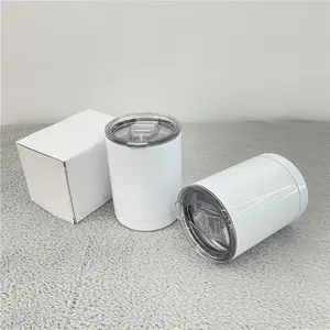 10Oz Vacuüm Geïsoleerde Roestvrijstalen Sublimatie Lowball Tumbler Witte Geïsoleerde Koffiekop Voor Warm En Koel Houden