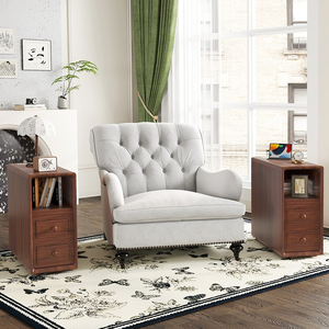 Solid Wood Modern End <b>Table</b> Drawers Corner <b>Table</b> Open Shelves Tall Side <b>Table</b> for Bedroom Corner Adjustable Height Easy Clean - Product Image 1