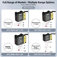 Capteur de distance laser haute vitesse série WTX-M, précision 2μm 5μm 10μm 50μm, sortie analogique NPN/PNP, compatible RS485 Modbus