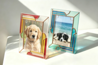 Cadre photo élégant en acrylique givré, support d'affichage personnalisé pour photos mat, décoration intérieure pour photos de famille ou d'animaux, cadeau