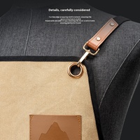 Tablier en toile épaisse personnalisé avec logo, unisexe, style bavoir à manches, vêtement de travail lavable, réutilisable, durable KM pour les cafés, les salons de thé
