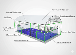 Pista de Pádel Panorámica Completa para Exteriores, Pista de Pádel Inteligente Profesional con Techo VE002 - Product Image 2