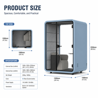 Cabine Acoustique de Confidentialité en Verre pour Bureau, Pod Mobile pour Hôtel, Ventilation, Design Moderne, Éclairage LED, Garantie 3 Ans, Construction en Acier pour Bureaux
